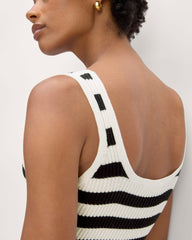 The Crochet Knit Tank Dress | Bone / Black