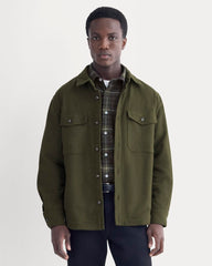 Heavyweight Waffle Twill Overshirt | Heathered Green