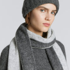 The Alpaca Patterned Scarf | Light Heather Grey / Dark Charcoal