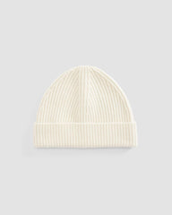 The Cashmere Fine Rib Beanie | Bone