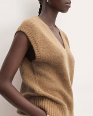 The Alpaca V-Neck Vest | Tiger's Eye