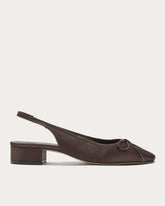 The Ballet Slingback Heel | Deep Brown Satin