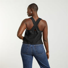 The Apron Linen Tank | Black