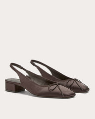 The Ballet Slingback Heel | Deep Brown Satin