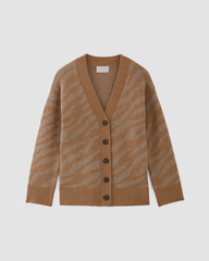 The Alpaca Tiger Jacquard Cardigan | Camel / Medium Brown