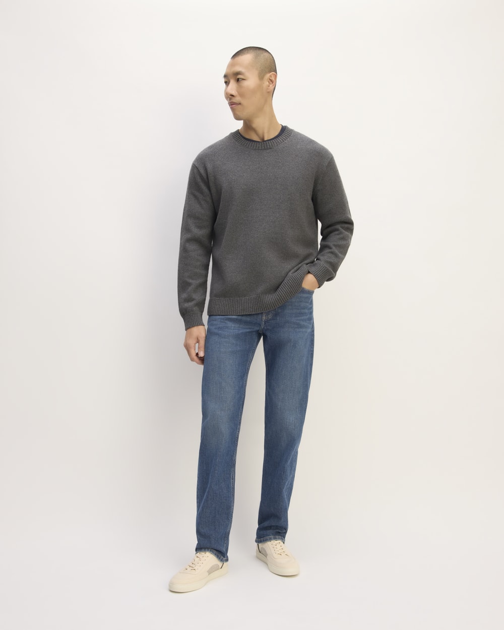 The Classic Sweater in Everyday Cotton | Heathered Charcoal