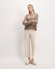 The Alpaca Cropped Crewneck Sweater | Wheat / Lightest Taupe