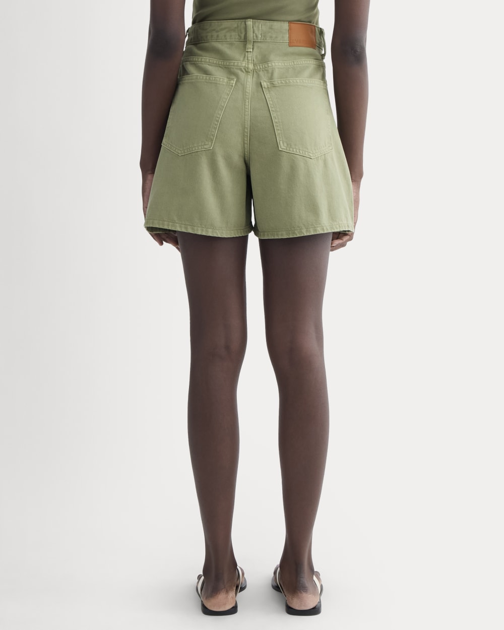 The A-Line Denim Short | Neutral Oil Green