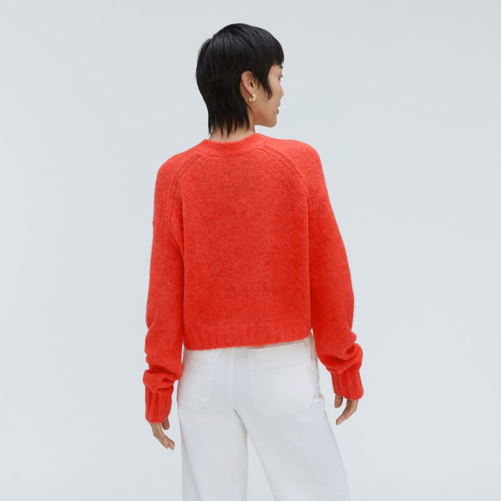 The Alpaca V-Neck Cropped Cardigan | Red Orange