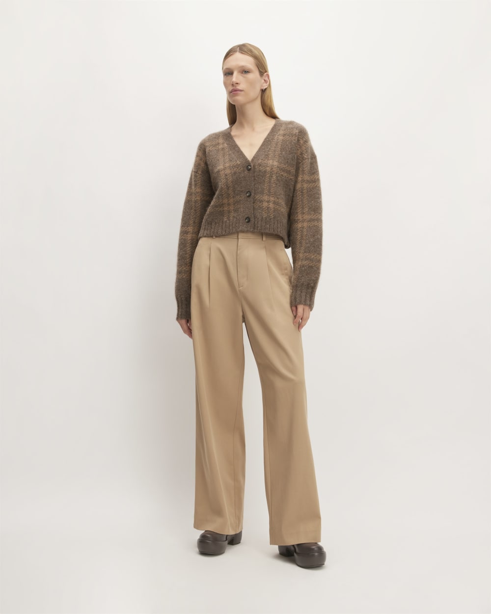 The Alpaca V-Neck Cropped Cardigan | Cocoa / Tiger's Eye