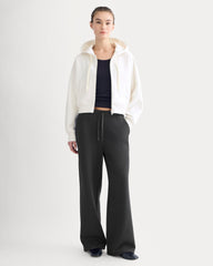 Luxe Fleece Full-Zip Cropped Hoodie | Bone