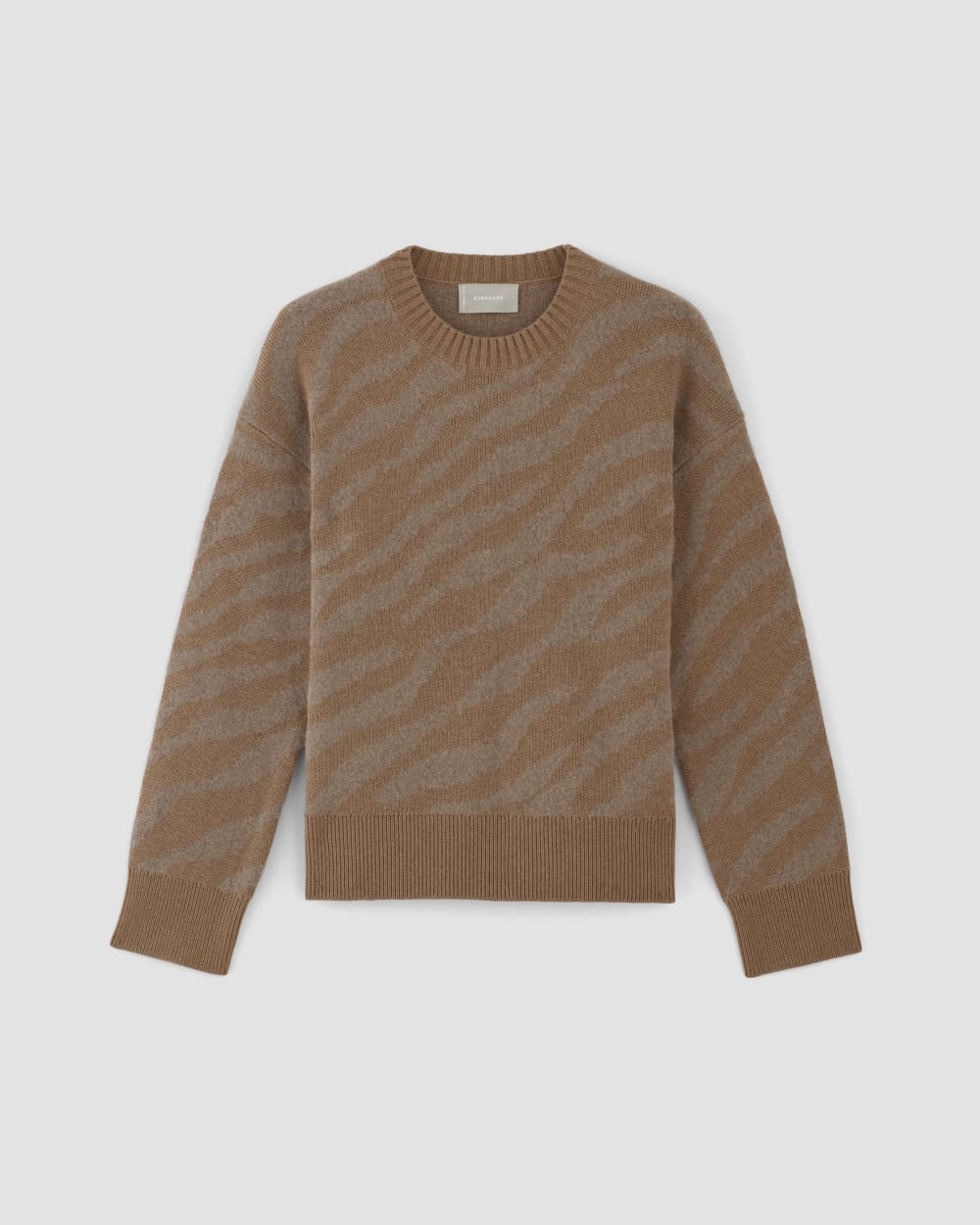 The Alpaca Tiger Jacquard Crewneck | Camel / Medium Brown