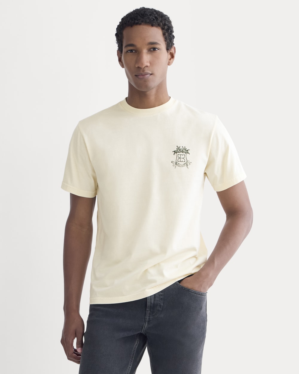 Everlane x Peace and Quiet Crest Graphic Tee | Bone
