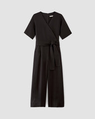 The Wrap Jumpsuit in Linen | Black