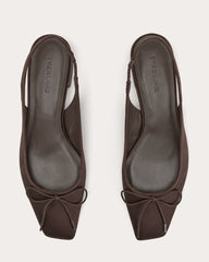 The Ballet Slingback Heel | Deep Brown Satin