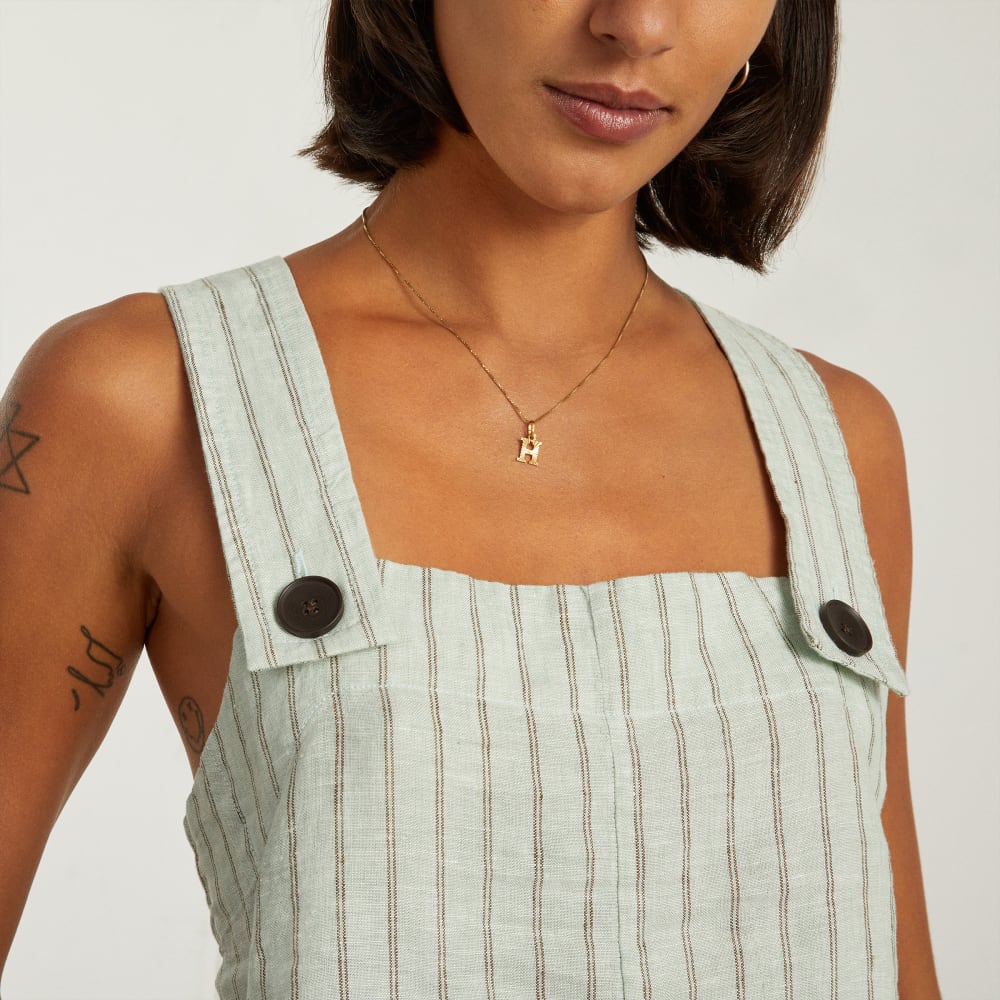 The Apron Linen Tank | Seafoam Pinstripe