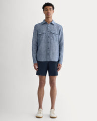 The 7 Linen Trouser Short | Navy