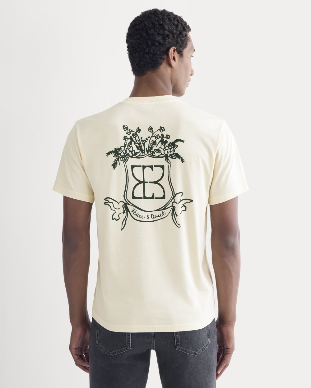 Everlane x Peace and Quiet Crest Graphic Tee | Bone