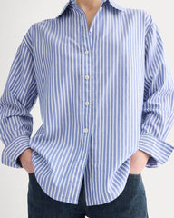 Everyday Shirt in Silky Cotton | Bone / Mazarine Blue