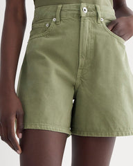 The A-Line Denim Short | Neutral Oil Green