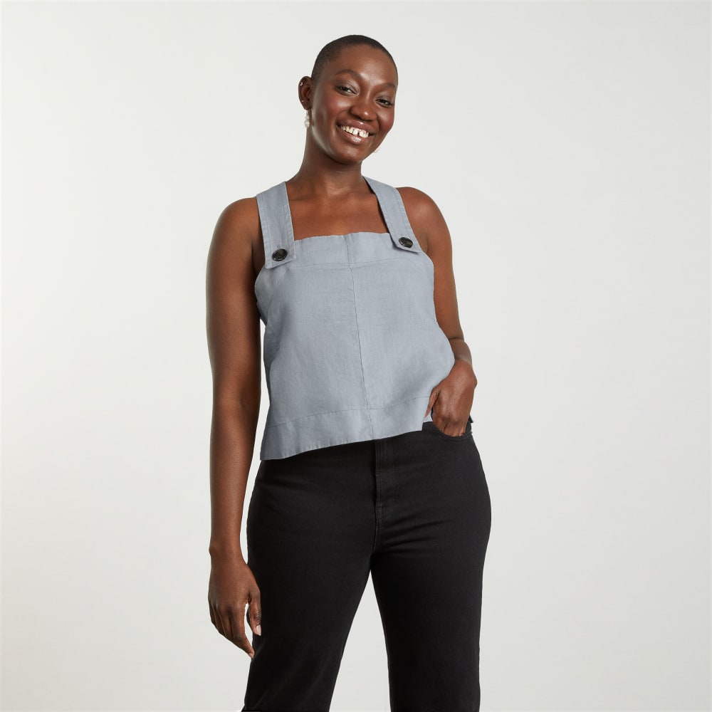 The Apron Linen Tank | Sky