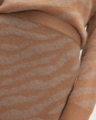 The Alpaca Tiger Jacquard Skirt | Camel / Medium Brown