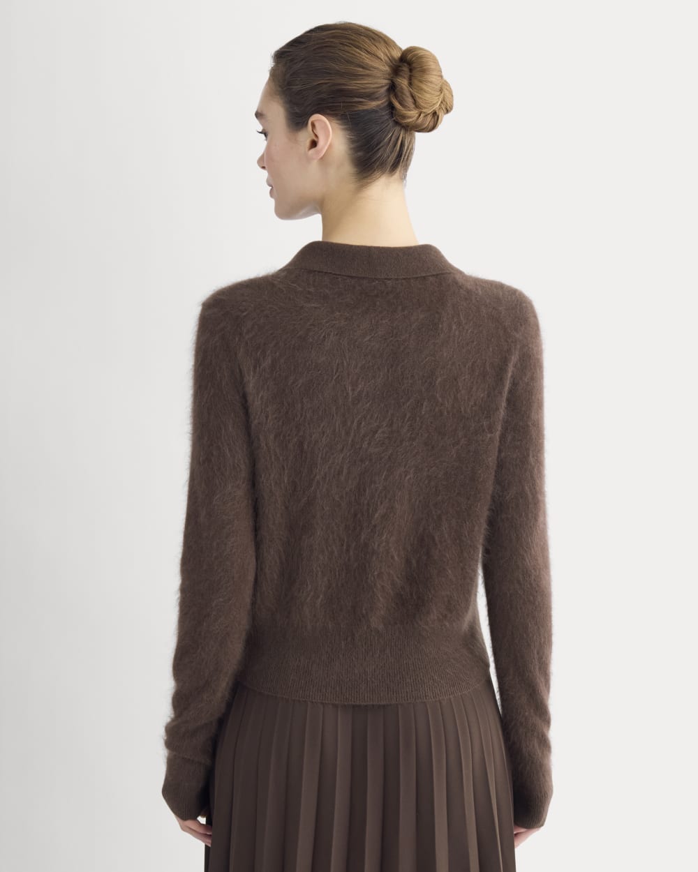 Lush Cashmere Cropped Polo Sweater | Raven