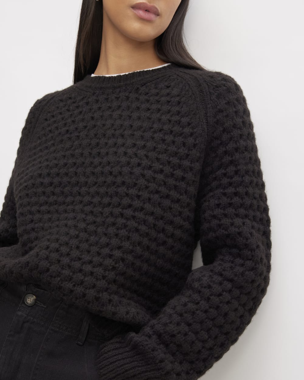 The Cloud Oversized Textured Crew | Black
