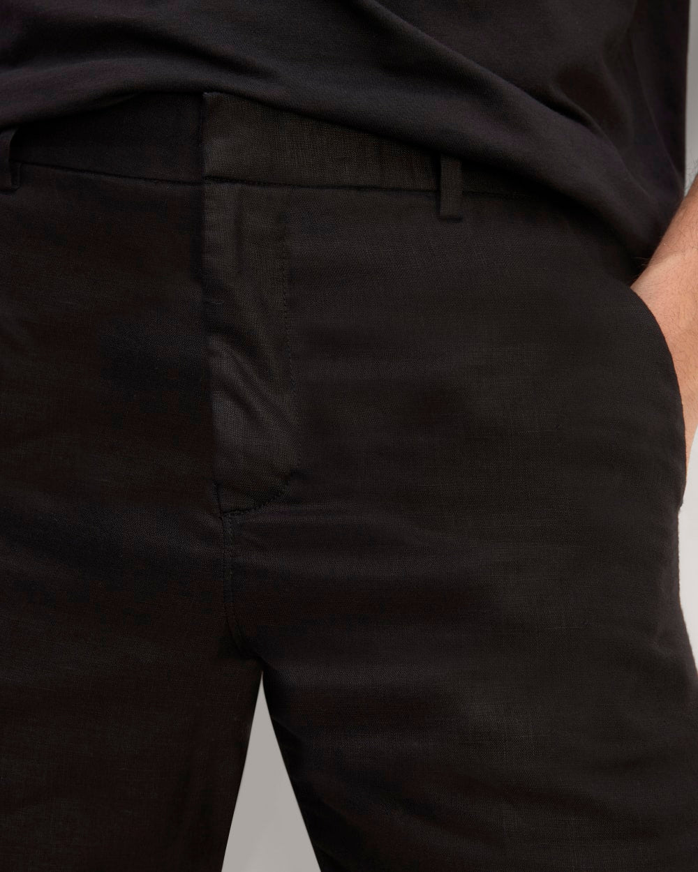 The 7 Linen Trouser Short | Black