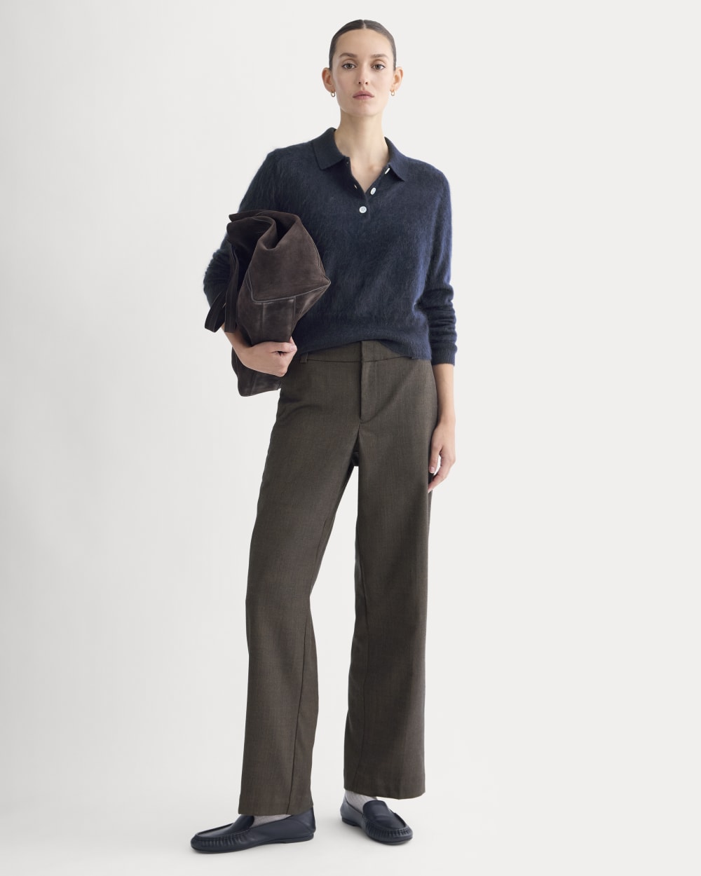 Lush Cashmere Cropped Polo Sweater | Starry Navy