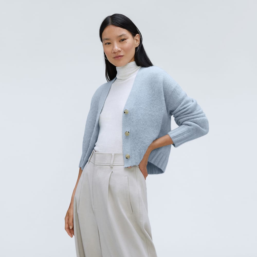 The Alpaca V-Neck Cropped Cardigan | Mist