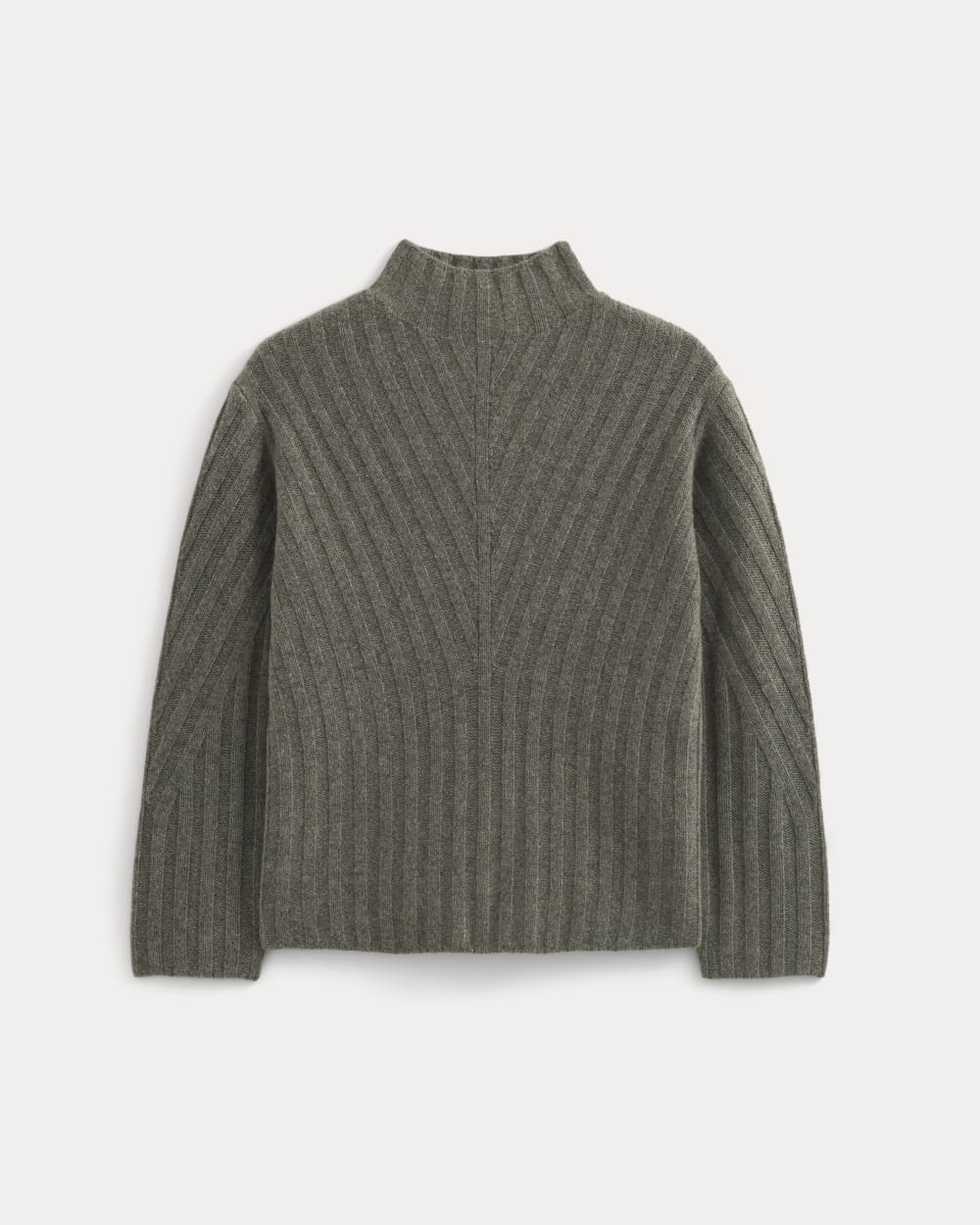 Funnel-Neck Sweater in Wool Cashmere | Heather Charcoal