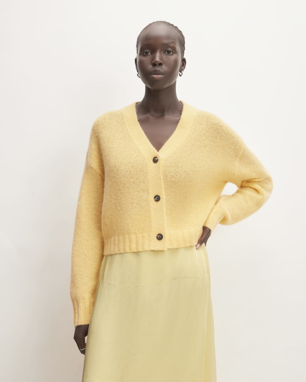 The Alpaca V-Neck Cropped Cardigan | Raffia