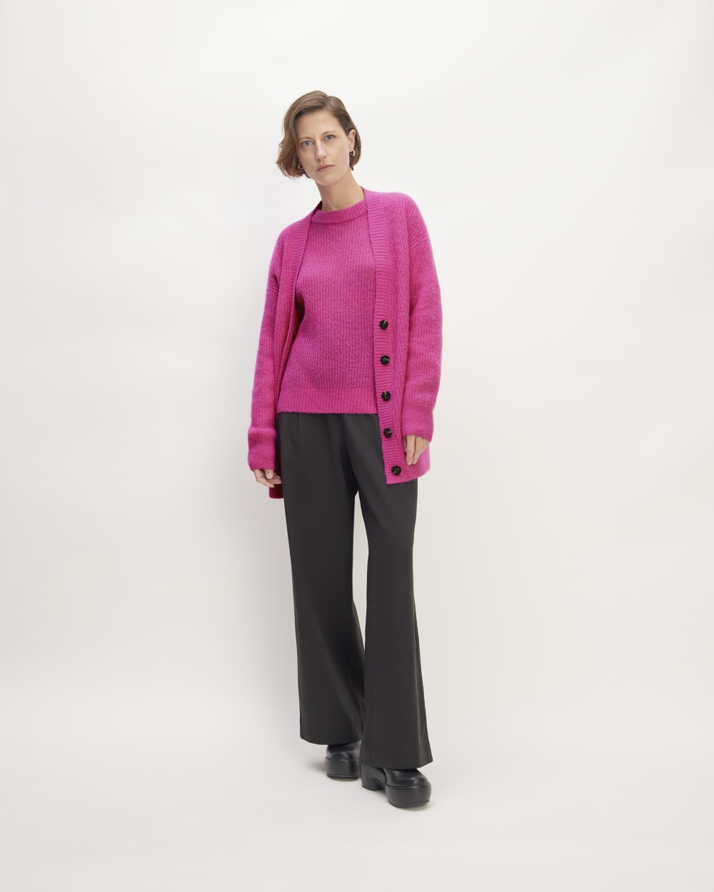 The Alpaca Oversized Cardigan | Fuchsia Pink