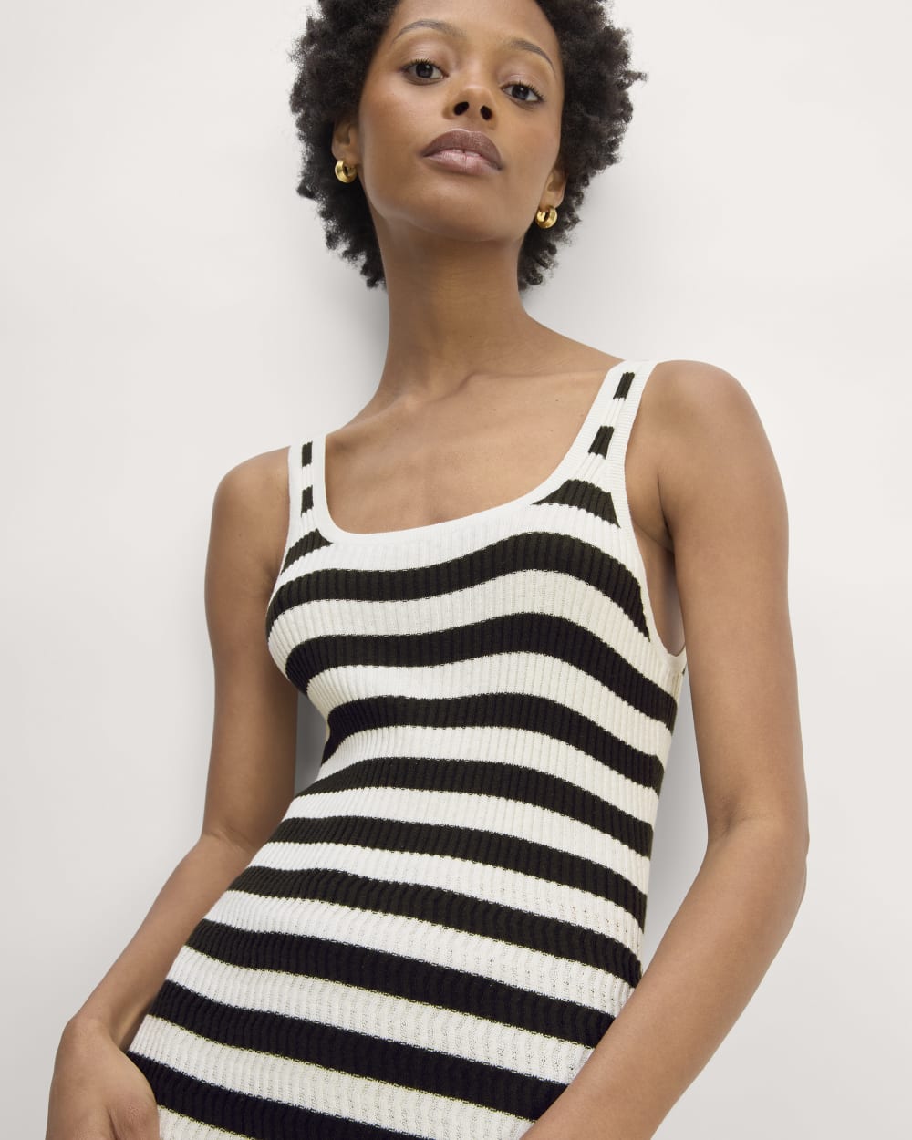 The Crochet Knit Tank Dress | Bone / Black