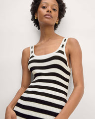 The Crochet Knit Tank Dress | Bone / Black