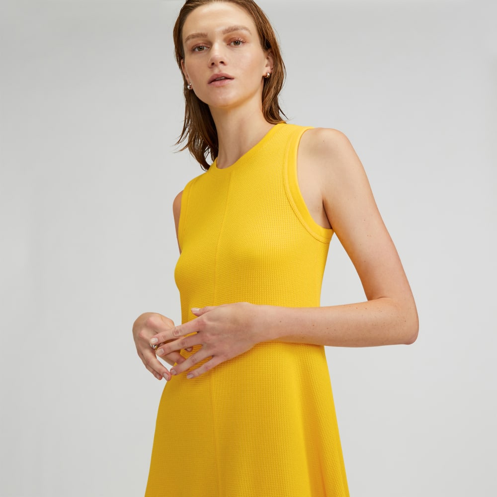 The  Organic Cotton Waffle Tank Dress | High Visibility Yellow