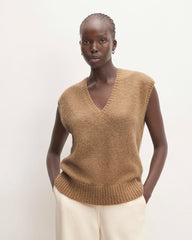 The Alpaca V-Neck Vest | Tiger's Eye