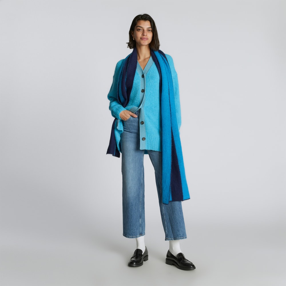 The Alpaca Patterned Scarf | Horizon Blue / Ocean Cavern