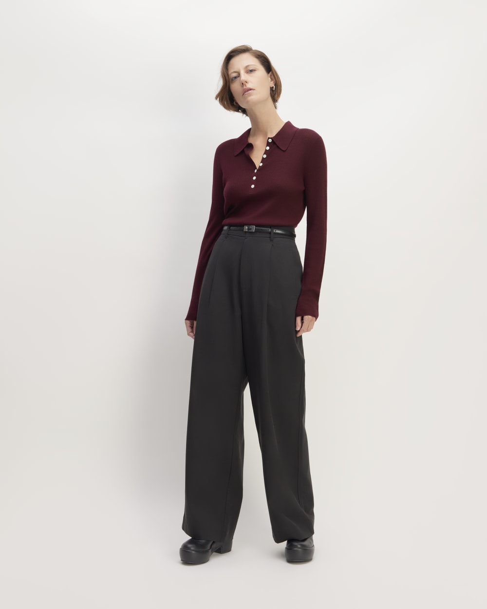 The Polo in Ultrasoft Merino | Burgundy