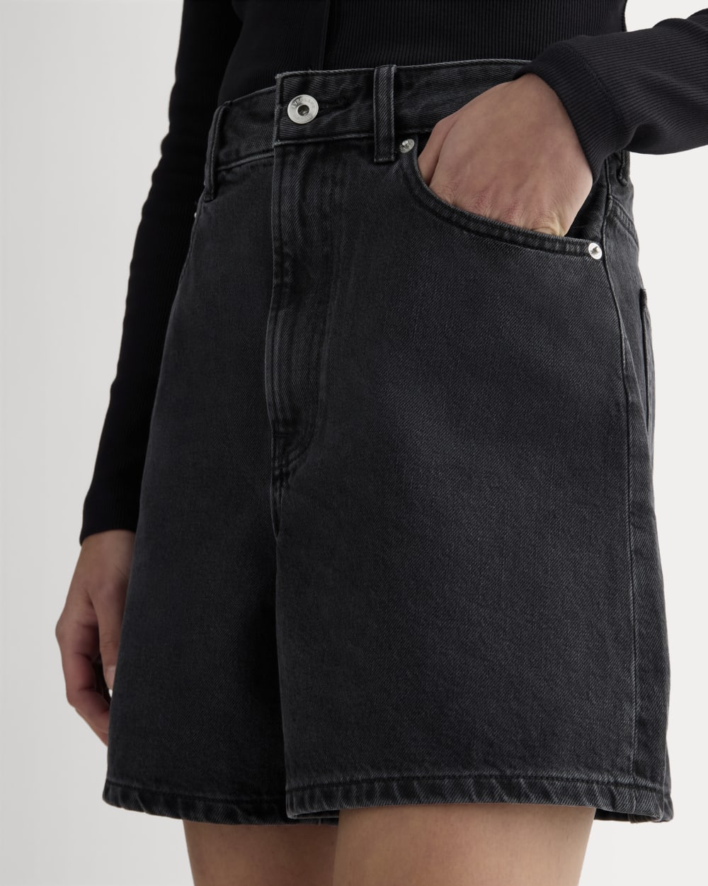 The A-Line Denim Short | Washed Black