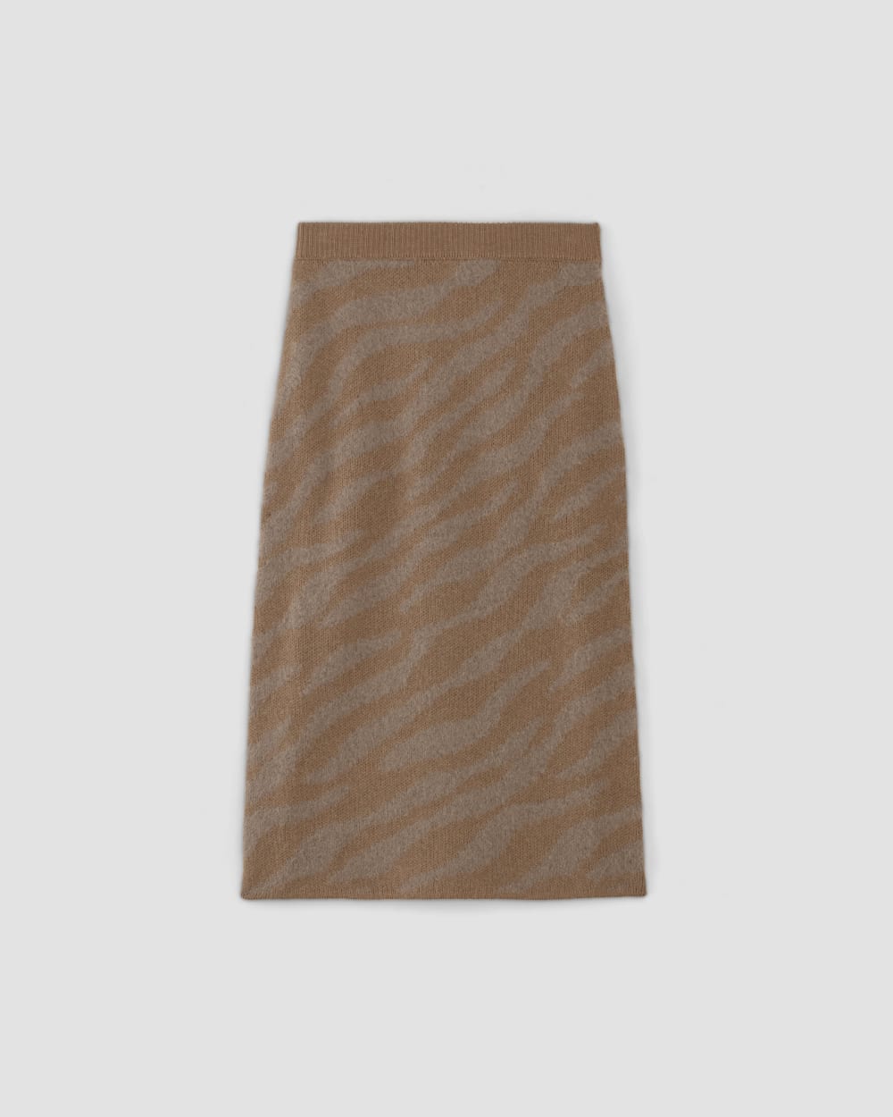 The Alpaca Tiger Jacquard Skirt | Camel / Medium Brown