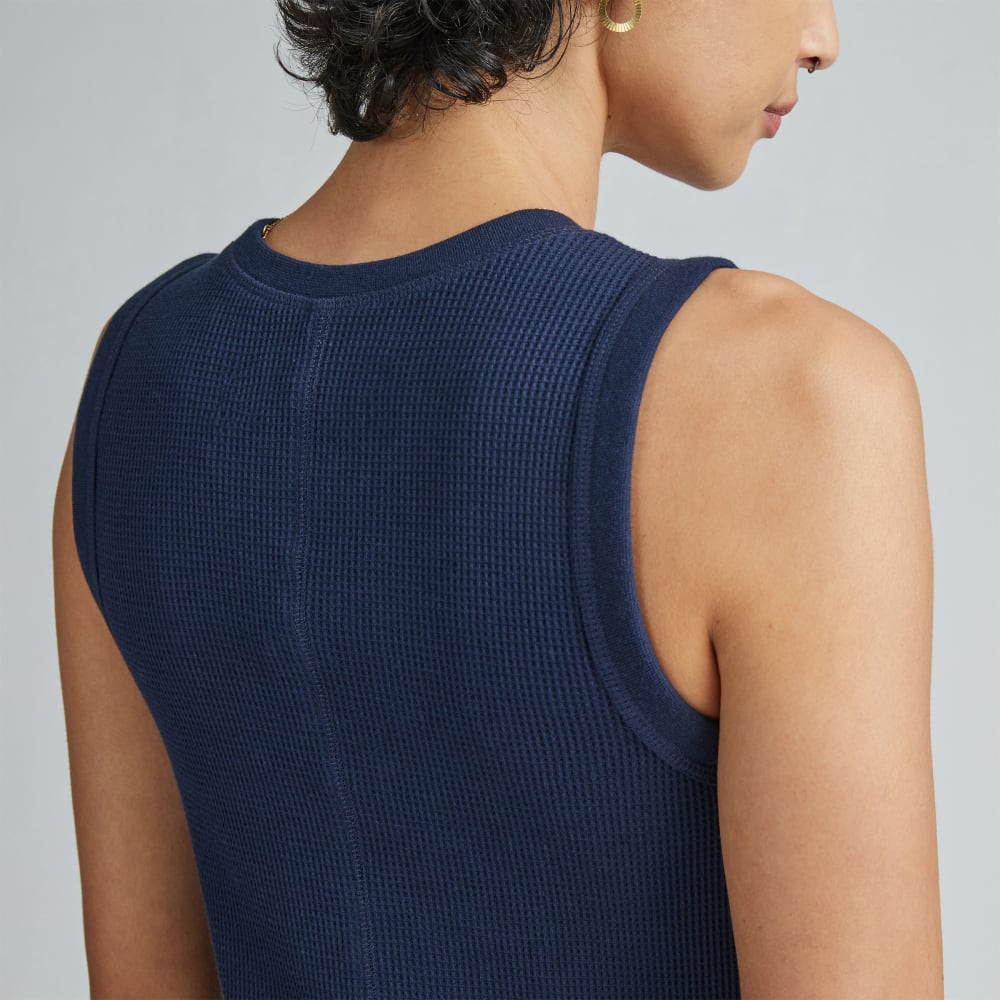 The  Organic Cotton Waffle Tank Dress | Navy