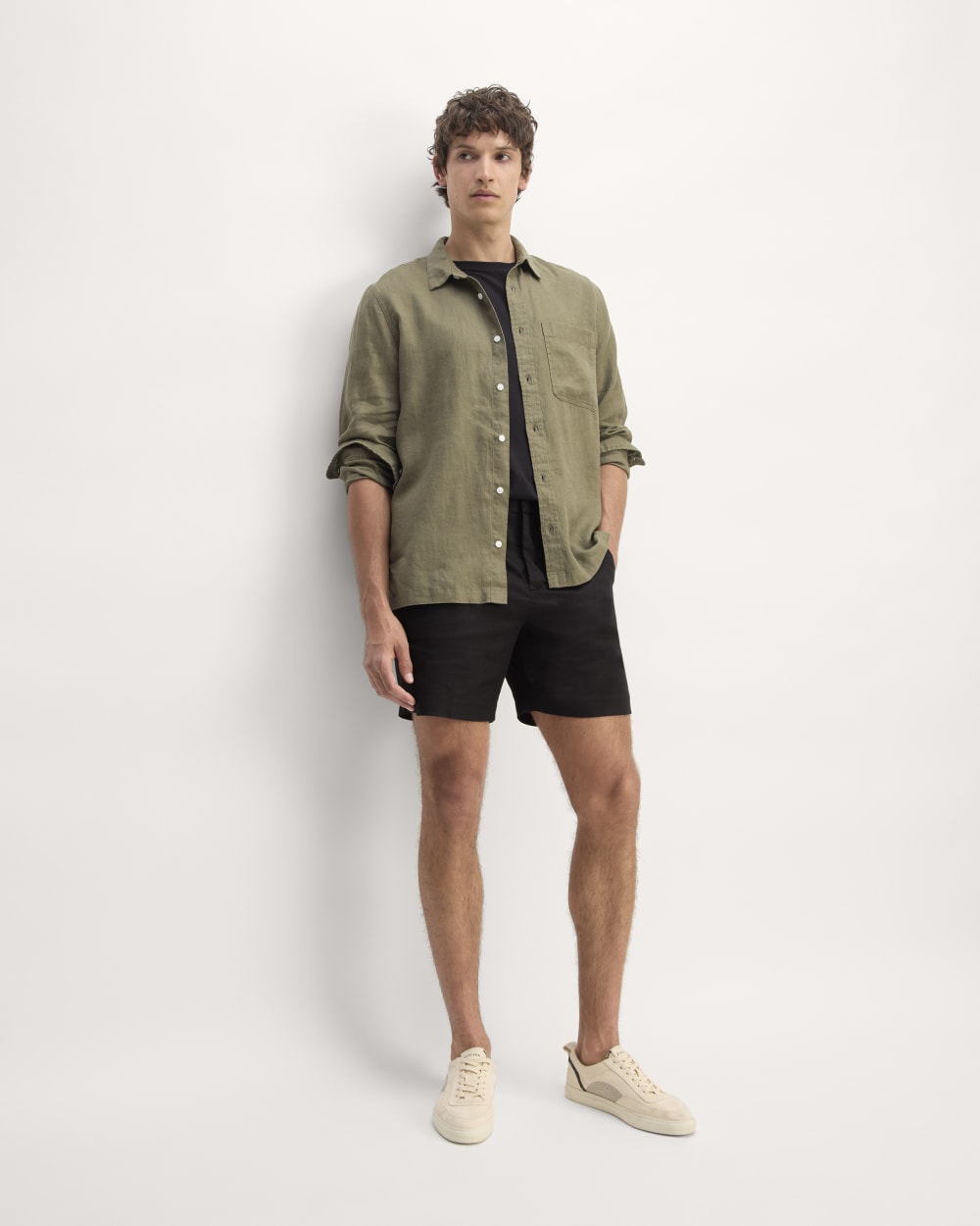 The 7 Linen Trouser Short | Black
