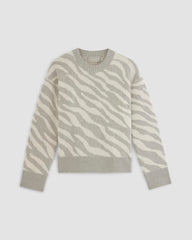 The Alpaca Tiger Jacquard Crewneck | Heathered Grey / Snow