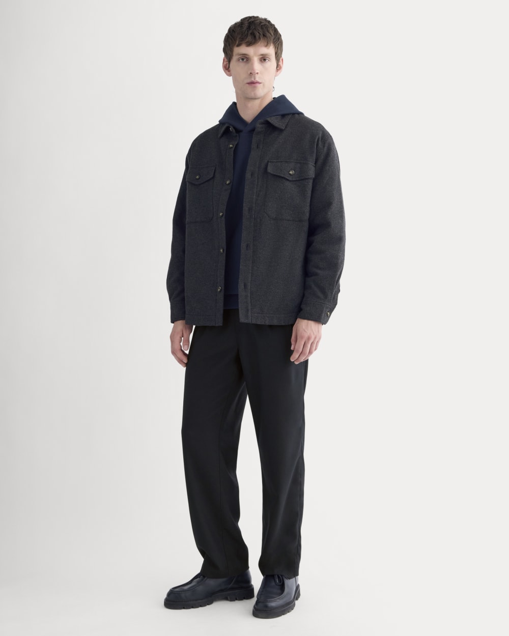 Heavyweight Waffle Twill Overshirt | Heather Charcoal