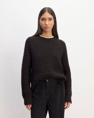 The Cloud Oversized Textured Crew | Black