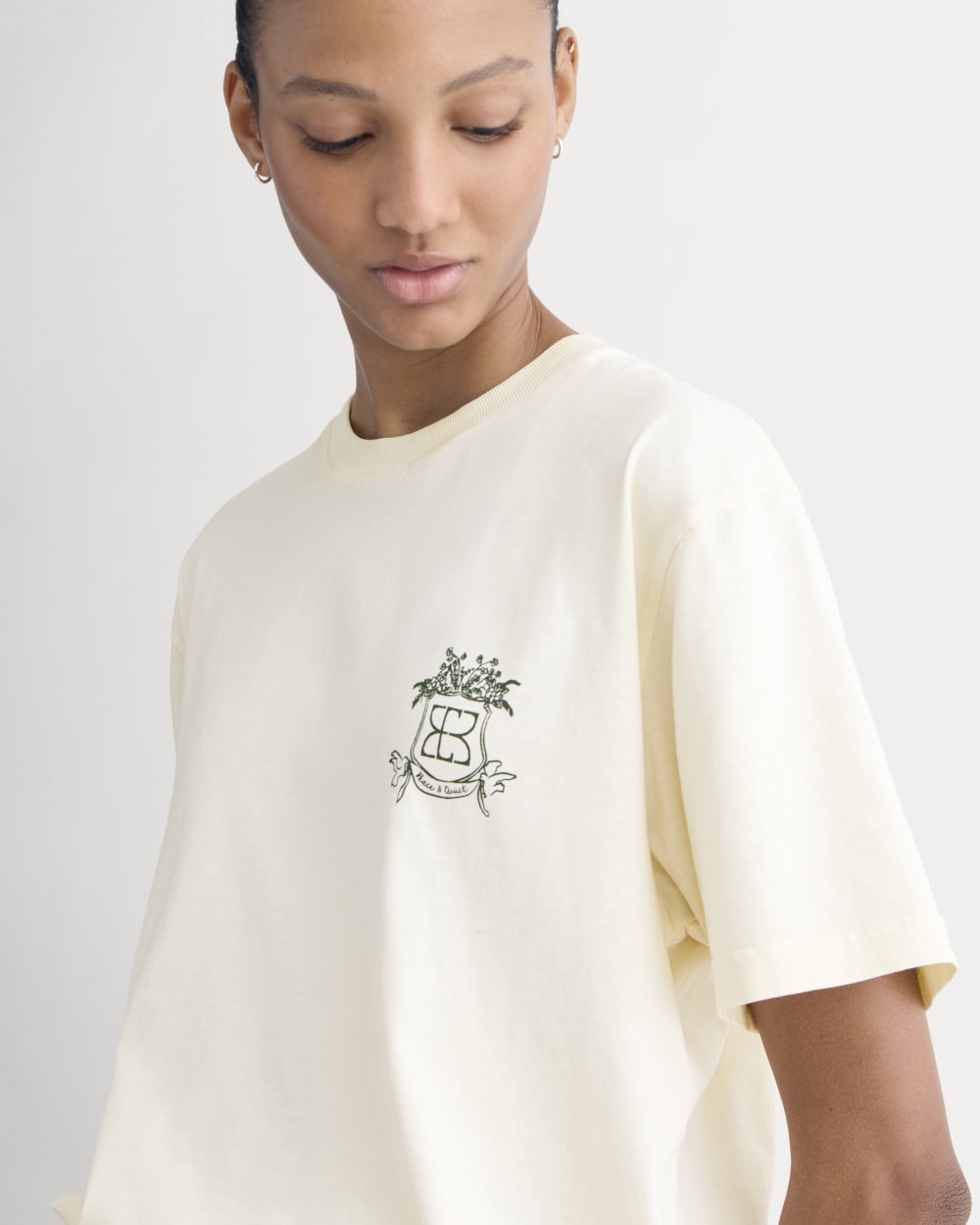 Everlane x Peace and Quiet Crest Graphic Tee | Bone