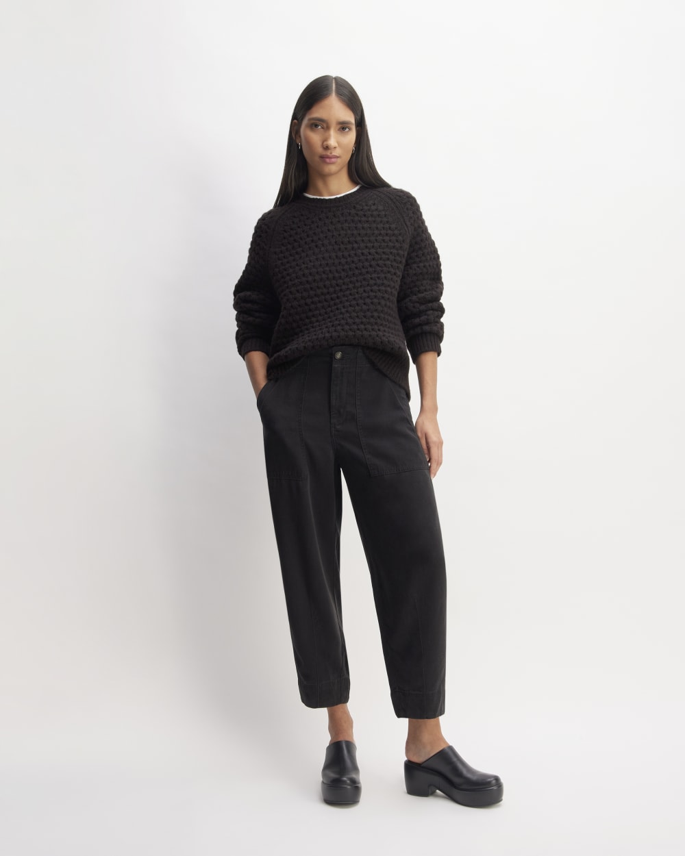 The Cloud Oversized Textured Crew | Black